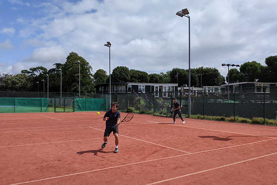 Artificial tennis clay courts competitive match.